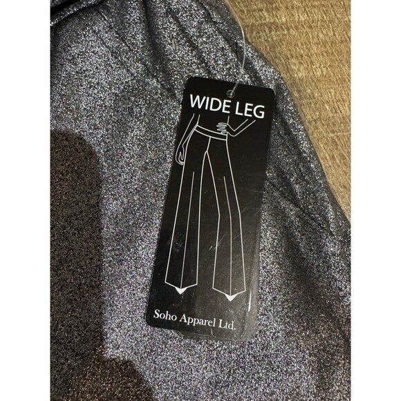 NWT Soho Apparel Ltd Pull-On Wide Leg Pants Size L Stretchy Comfort Silver Disco - Picture 4 of 7